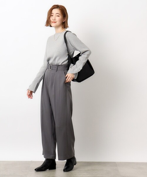 OPAQUE.CLIP（オペークドットクリップ）の「◆≪S-LLsize≫ 袖口フリル ボートネックニット【洗濯機洗い可】（ニット/セーター・レディース・ライトベージュ/レッド系1/グレー/ブラック・40/36/38/42）」の14枚目の写真