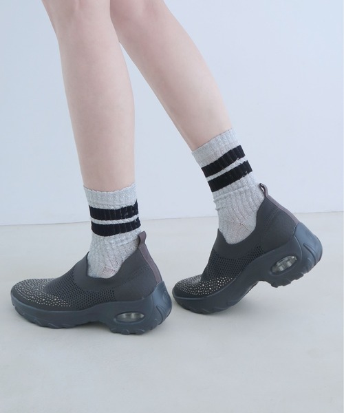 enchanted（エンチャンテッド）の「【ニット 柔らか】SNEEKE エアライクジュエルスリッポンスニーカー（スニーカー・レディース・ホワイト/ライトグレー/ブラック/ダークグレー/ピンク/ダークブラック・S/M/L/LL/3L）」の10枚目の写真