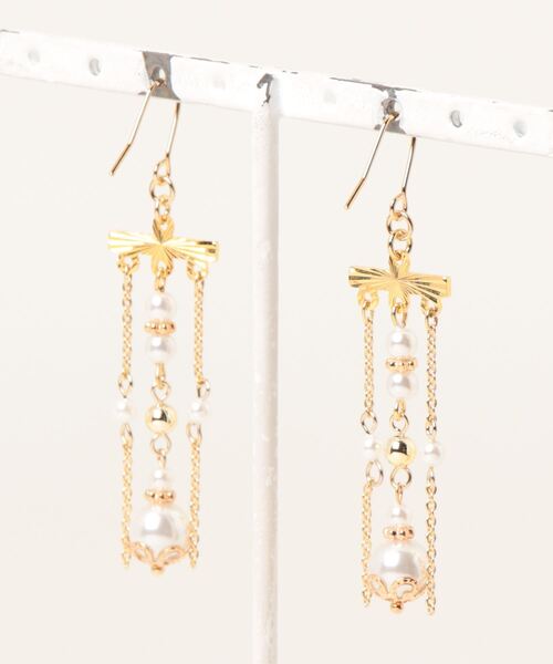 tone(トーン)の「【MUURABBTI】パールのジャラジャラピアス(MA)(ピアス(両耳用)・レディース・ゴールド・FREE)」の5枚目の写真