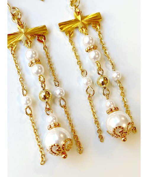 tone(トーン)の「【MUURABBTI】パールのジャラジャラピアス(MA)(ピアス(両耳用)・レディース・ゴールド・FREE)」の3枚目の写真