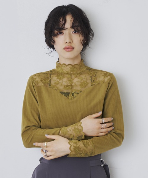 Aunt Marie's(アントマリーズ)の「デザインシアードッキングトップス(Tシャツ/カットソー・レディース・アイボリー/ブラック/グリーン・FREE)」の10枚目の写真