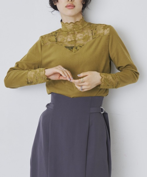 Aunt Marie's(アントマリーズ)の「デザインシアードッキングトップス(Tシャツ/カットソー・レディース・アイボリー/ブラック/グリーン・FREE)」の18枚目の写真
