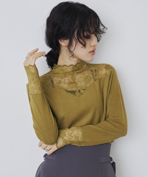 Aunt Marie's(アントマリーズ)の「デザインシアードッキングトップス(Tシャツ/カットソー・レディース・アイボリー/ブラック/グリーン・FREE)」の12枚目の写真