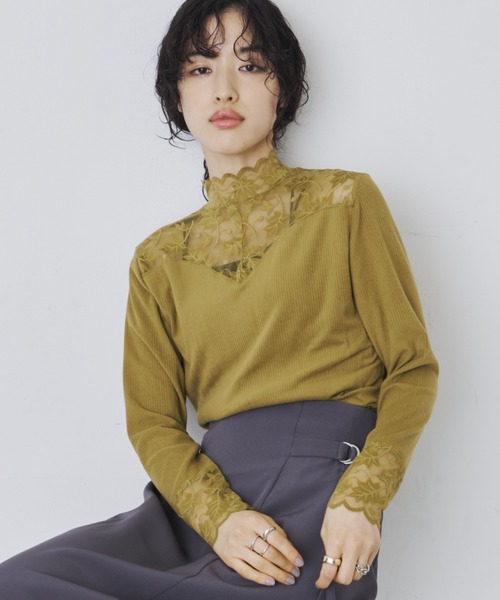 Aunt Marie's(アントマリーズ)の「デザインシアードッキングトップス(Tシャツ/カットソー・レディース・アイボリー/ブラック/グリーン・FREE)」の16枚目の写真