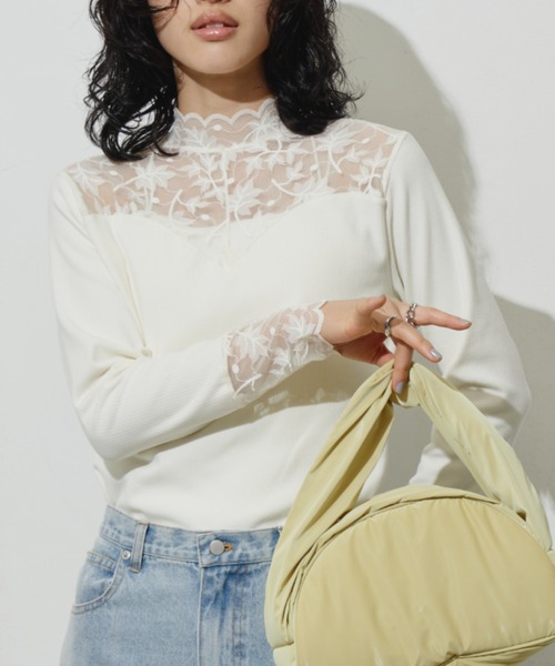 Aunt Marie's(アントマリーズ)の「デザインシアードッキングトップス(Tシャツ/カットソー・レディース・アイボリー/ブラック/グリーン・FREE)」の6枚目の写真
