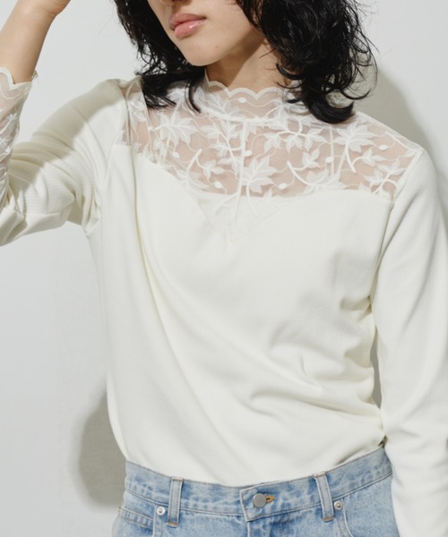 Aunt Marie's(アントマリーズ)の「デザインシアードッキングトップス(Tシャツ/カットソー・レディース・アイボリー/ブラック/グリーン・FREE)」の7枚目の写真