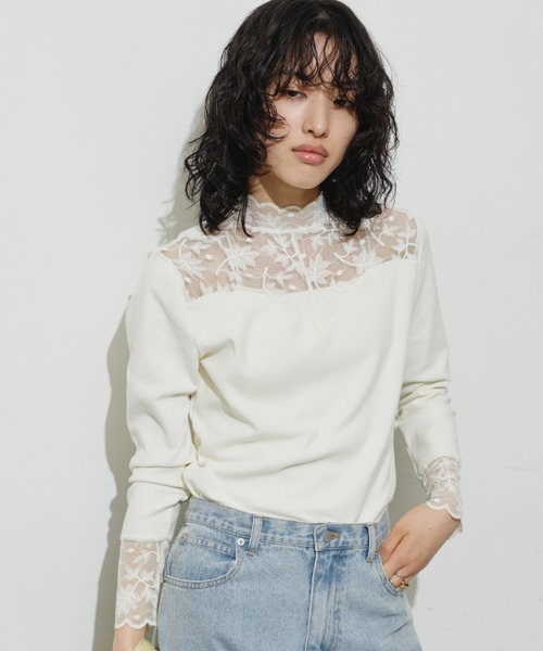 Aunt Marie's(アントマリーズ)の「デザインシアードッキングトップス(Tシャツ/カットソー・レディース・アイボリー/ブラック/グリーン・FREE)」の5枚目の写真