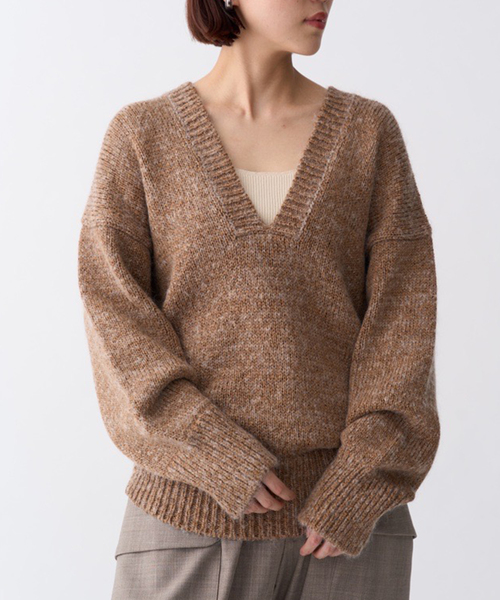 【新品・紙タグ付】VERMEIL par ienaのミックスヤーンVネックニット VERMEIL par iena（ヴェルメイユパーイエナ）の「ミックスヤーン