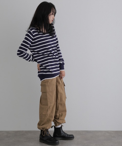 ElegChic(エレグシック)の「Vネックボーダードルマンニット(ニット/セーター・レディース・ブラック系/ホワイト系/レッド系/ベージュ系/ネイビー系・4L/M/XL)」の22枚目の写真
