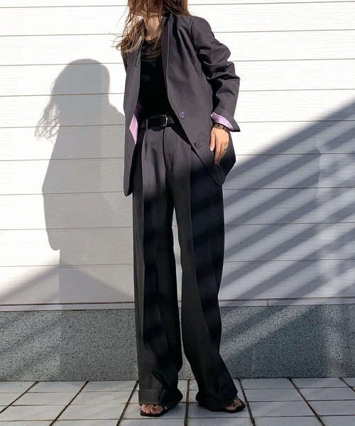 Q（キュー）の「ストレッチストレートパンツ（スラックス・レディース・ライトグレー/チャコールグレー・MEDIUM）」の6枚目の写真