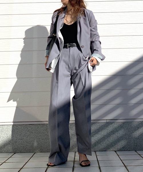 Q（キュー）の「ストレッチストレートパンツ（スラックス・レディース・ライトグレー/チャコールグレー・MEDIUM）」の9枚目の写真