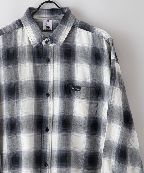 Red Cap Girl(レッドキャプガール)の「【UNIIT × RED CAP GIRL】 オンブレチェック ルーズシルエット バック刺繍シャツ コットン100%(シャツ/ブラウス・メンズ・ブラック/スミクロ/ブルー/ホワイト・LARGE/MEDIUM)」の21枚目の写真