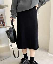 ロングスリットニットスカート