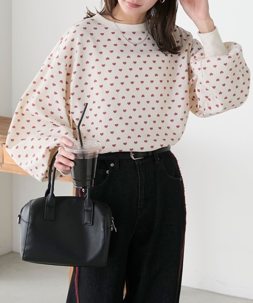 BONLECILL(ボンルシール)の「フラワー/ハート アソート柄ワッフルプルオーバー(Tシャツ/カットソー・レディース・オートミール/チャコールグレー/オフホワイト/ブラック/アイボリー/ブルー系1/ピンク系1・FREE)」の18枚目の写真