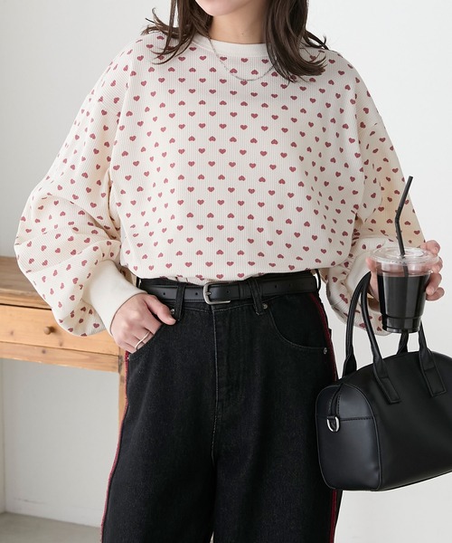 BONLECILL(ボンルシール)の「フラワー/ハート アソート柄ワッフルプルオーバー(Tシャツ/カットソー・レディース・オートミール/チャコールグレー/オフホワイト/ブラック/アイボリー/ブルー系1/ピンク系1・FREE)」の19枚目の写真