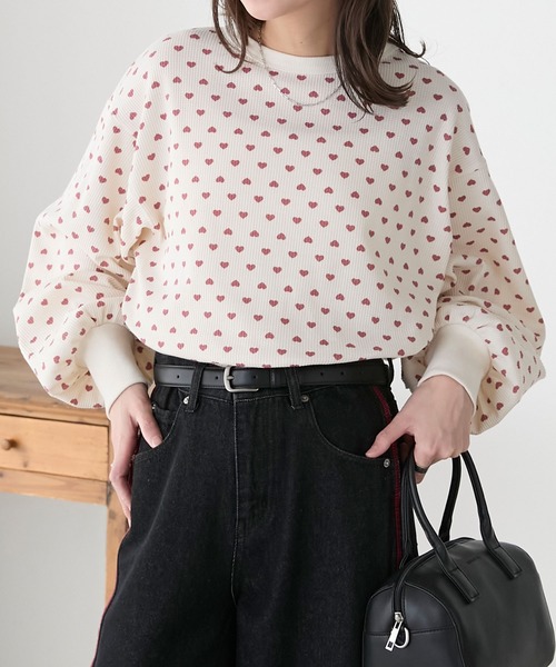 BONLECILL(ボンルシール)の「フラワー/ハート アソート柄ワッフルプルオーバー(Tシャツ/カットソー・レディース・オートミール/チャコールグレー/オフホワイト/ブラック/アイボリー/ブルー系1/ピンク系1・FREE)」の20枚目の写真