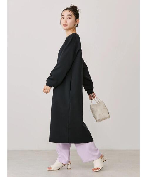 AMERICAN HOLIC(アメリカンホリック)の「エコカルットクルーネックワンピース<エコ・軽い・ニット>(ワンピース・レディース・アイボリー/ブラック・L/M)」の9枚目の写真