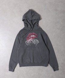 Vintage-like lip print hoodie / リッププリントパーカー unisex