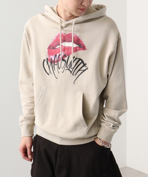 セール】Vintage-like lip print hoodie / リッププリント