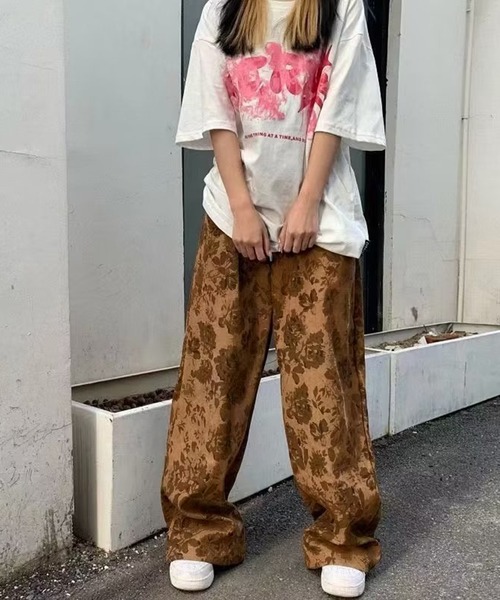 SHEPP（シープ）の「フラワー柄 ワイドパンツ（その他パンツ・レディース・グレー/ブラウン/ベージュ・M/L/XL）」の13枚目の写真