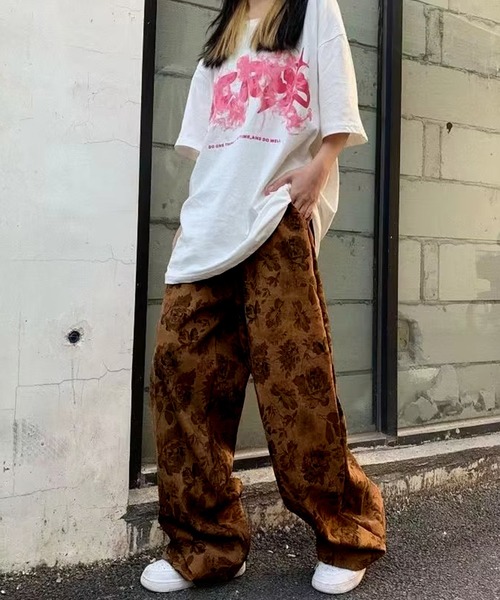 SHEPP（シープ）の「フラワー柄 ワイドパンツ（その他パンツ・レディース・グレー/ブラウン/ベージュ・M/L/XL）」の14枚目の写真