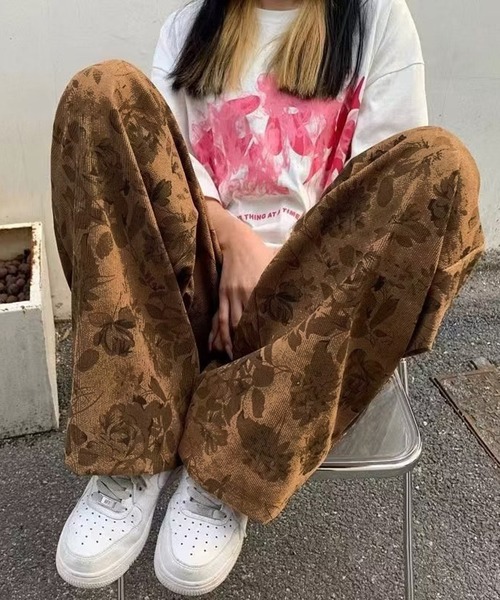 SHEPP（シープ）の「フラワー柄 ワイドパンツ（その他パンツ・レディース・グレー/ブラウン/ベージュ・M/L/XL）」の18枚目の写真