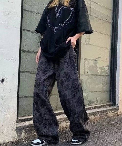 SHEPP（シープ）の「フラワー柄 ワイドパンツ（その他パンツ・レディース・グレー/ブラウン/ベージュ・M/L/XL）」の8枚目の写真