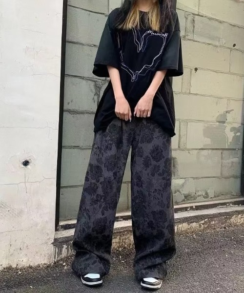 SHEPP（シープ）の「フラワー柄 ワイドパンツ（その他パンツ・レディース・グレー/ブラウン/ベージュ・M/L/XL）」の6枚目の写真