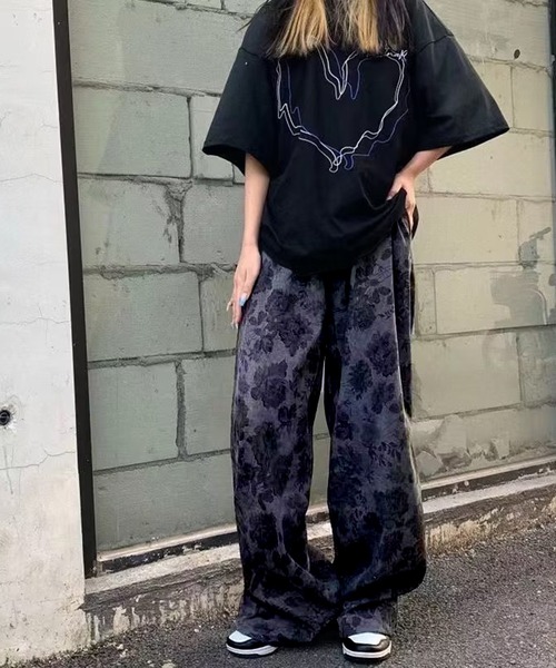SHEPP（シープ）の「フラワー柄 ワイドパンツ（その他パンツ・レディース・グレー/ブラウン/ベージュ・M/L/XL）」の5枚目の写真