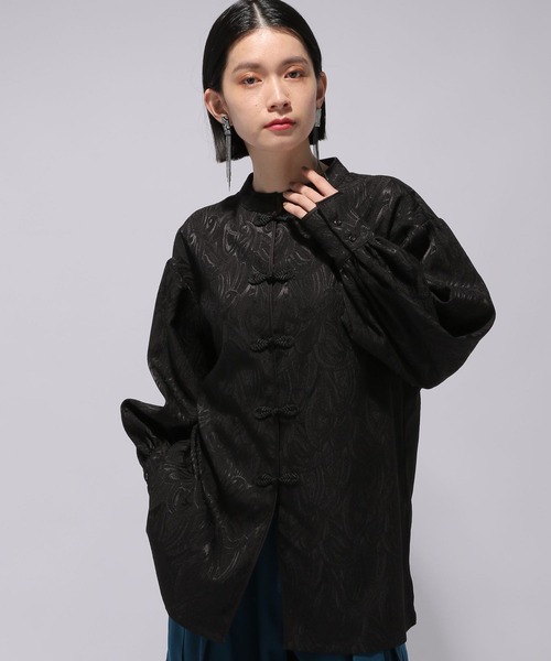 HARE(ハレ)の「ジャガードチャイナミドルシャツ(HARE)(シャツ/ブラウス・レディース・ライトグレー/ブラック/ネイビー・FREE)」の12枚目の写真