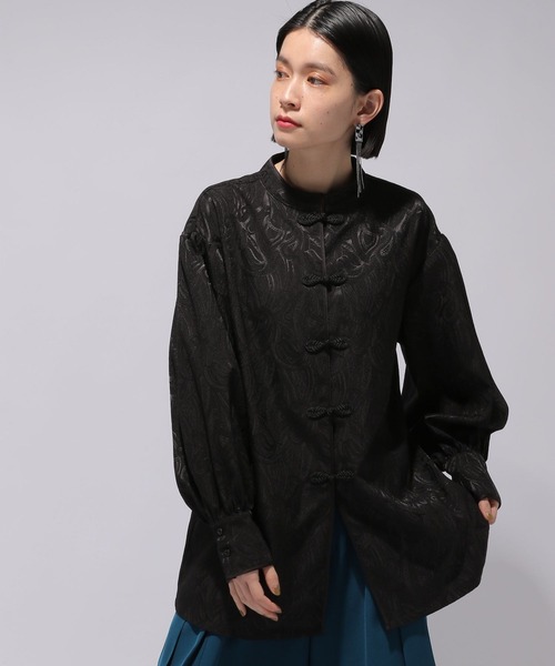 HARE(ハレ)の「ジャガードチャイナミドルシャツ(HARE)(シャツ/ブラウス・レディース・ライトグレー/ブラック/ネイビー・FREE)」の11枚目の写真