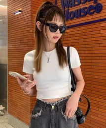 クロップド丈ベーシックTシャツ