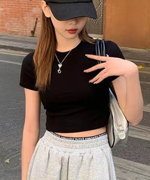 クロップド丈ベーシックTシャツ