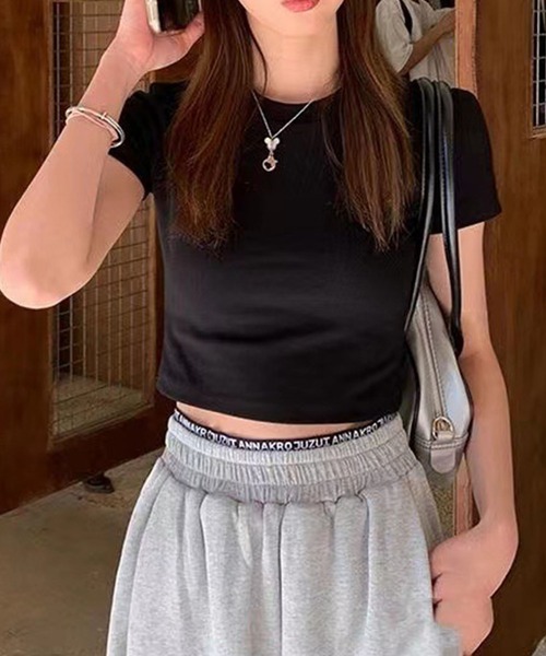 GLAMOROUS JANE(グラマラスジェーン)の「クロップド丈ベーシックTシャツ(Tシャツ/カットソー・レディース・ブラック/ホワイト・M)」の14枚目の写真