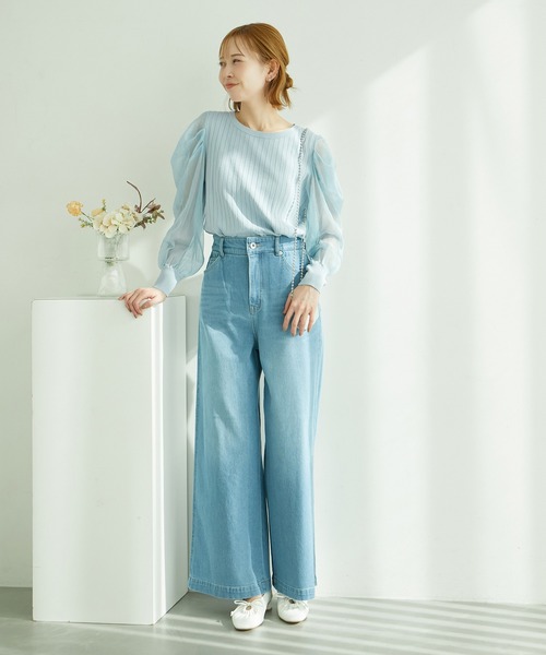 ROPE' PICNIC(ロペピクニック)の「袖シアーニットプルオーバー(ニット/セーター・レディース・ライトグレー/ネイビー/ブルー系その他6/キナリ・38)」の20枚目の写真
