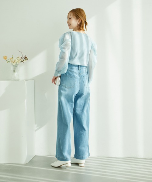 ROPE' PICNIC(ロペピクニック)の「袖シアーニットプルオーバー(ニット/セーター・レディース・ライトグレー/ネイビー/ブルー系その他6/キナリ・38)」の21枚目の写真