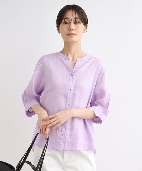 INDIVI(インディヴィ)の「◆【洗える/UVケア/麻100%】ノルマンディリネン デザインブラウス(シャツ/ブラウス・レディース・ブラック系2/ブラウン系その他/ブルーグリーン/ホワイト/ベージュ/パープル/ネイビー・03/05/12/13/15 /34/38/07/17)」の7枚目の写真