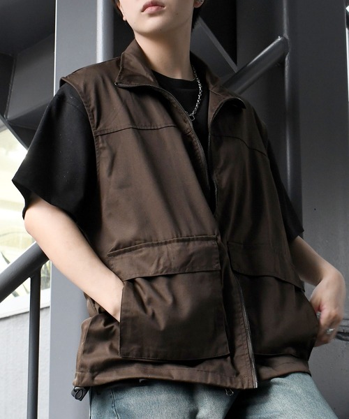 Starting Over(スターティングオーバー)の「TCツイルスタンドベスト/セットアップ対応(ベスト・メンズ・ブラウン/オフホワイト/カーキ/ブラック・XL/L/M)」の16枚目の写真