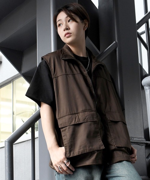 Starting Over(スターティングオーバー)の「TCツイルスタンドベスト/セットアップ対応(ベスト・メンズ・ブラウン/オフホワイト/カーキ/ブラック・XL/L/M)」の17枚目の写真