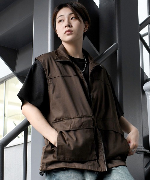 Starting Over(スターティングオーバー)の「TCツイルスタンドベスト/セットアップ対応(ベスト・メンズ・ブラウン/オフホワイト/カーキ/ブラック・XL/L/M)」の18枚目の写真