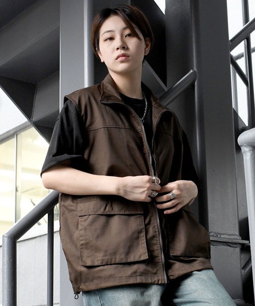 Starting Over(スターティングオーバー)の「TCツイルスタンドベスト/セットアップ対応(ベスト・メンズ・ブラウン/オフホワイト/カーキ/ブラック・XL/L/M)」の19枚目の写真