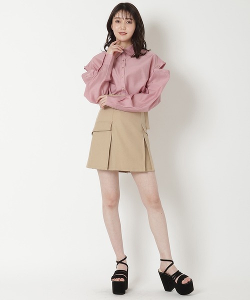 REDYAZEL（レディアゼル）の「オープンショルダーシャツ（シャツ/ブラウス・レディース・オフホワイト/ライトグレー/グリーン/ピンク・FREE）」の8枚目の写真