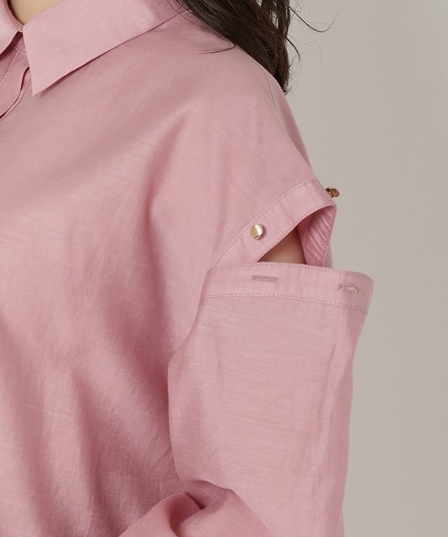 REDYAZEL（レディアゼル）の「オープンショルダーシャツ（シャツ/ブラウス・レディース・オフホワイト/ライトグレー/グリーン/ピンク・FREE）」の10枚目の写真