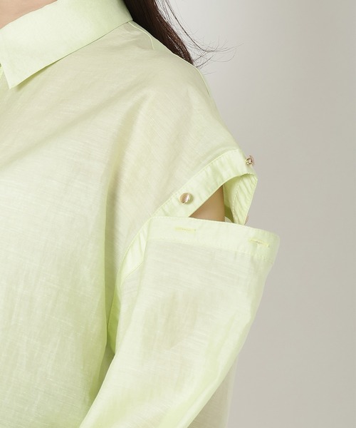 REDYAZEL（レディアゼル）の「オープンショルダーシャツ（シャツ/ブラウス・レディース・オフホワイト/ライトグレー/グリーン/ピンク・FREE）」の20枚目の写真