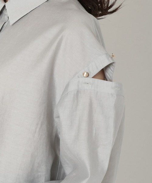 REDYAZEL（レディアゼル）の「オープンショルダーシャツ（シャツ/ブラウス・レディース・オフホワイト/ライトグレー/グリーン/ピンク・FREE）」の18枚目の写真