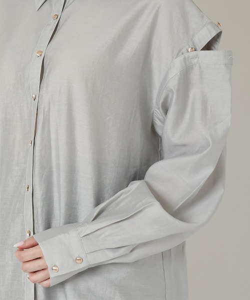 REDYAZEL（レディアゼル）の「オープンショルダーシャツ（シャツ/ブラウス・レディース・オフホワイト/ライトグレー/グリーン/ピンク・FREE）」の19枚目の写真