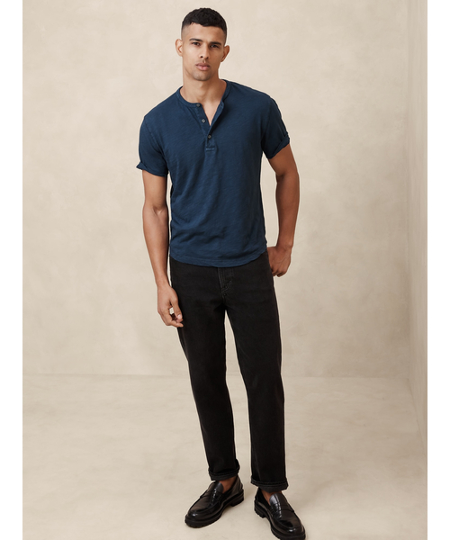 Banana Republic(バナナリパブリック)の「ソフトウォッシュ ヘンリーTシャツ(Tシャツ/カットソー・メンズ・ネイビー/ブラック/ナチュラル・S/L/M/XL)」の5枚目の写真