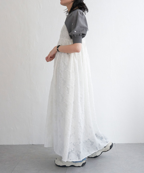 VENCEEXCHANGE（ヴァンスエクスチェンジ）の「フリンジジャガードキャミワンピース（ワンピース・レディース・オフホワイト/ブラック・M）」の6枚目の写真