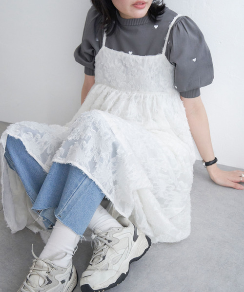 VENCEEXCHANGE（ヴァンスエクスチェンジ）の「フリンジジャガードキャミワンピース（ワンピース・レディース・オフホワイト/ブラック・M）」の3枚目の写真