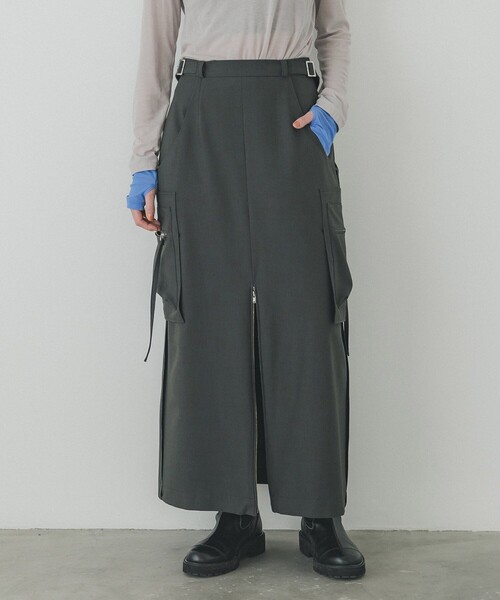 PUBLIC TOKYO(パブリックトウキョウ)の「スムージートラペーズスカート(スカート・レディース・アイボリー/ダークグレー・1/2)」の18枚目の写真